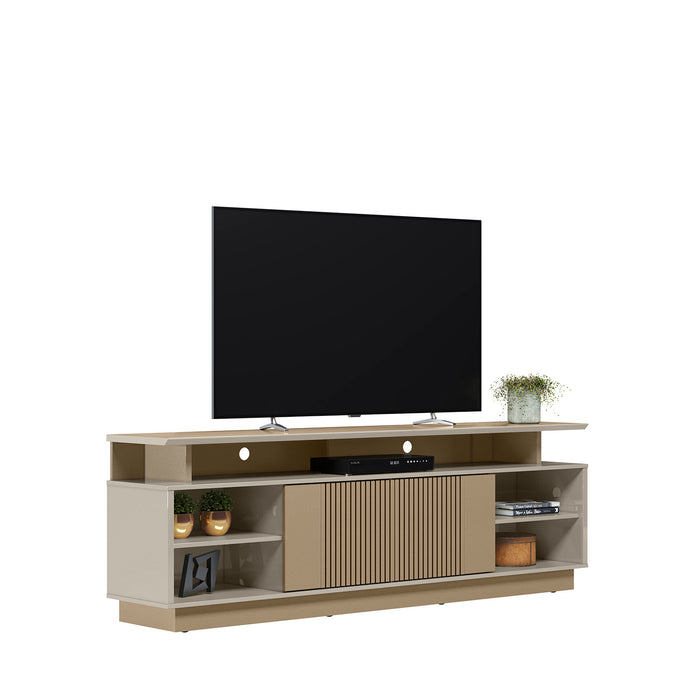 Mesa De Tv Moscu Dorado, Off White