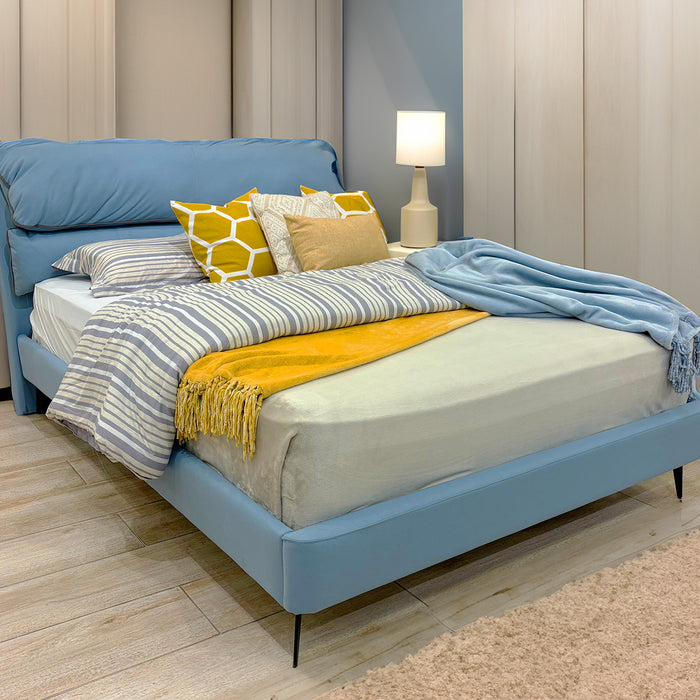 Cama Full Noah Microf Azul, Plomo