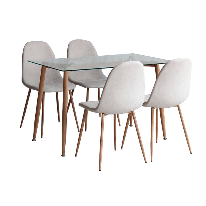 Comedor 4 Puestos Harrison Microfibra Taupe, Natural