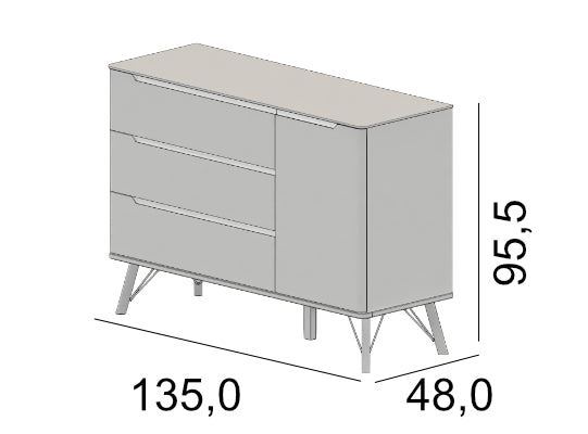 Cómoda Infantil Albi Gris, Natural